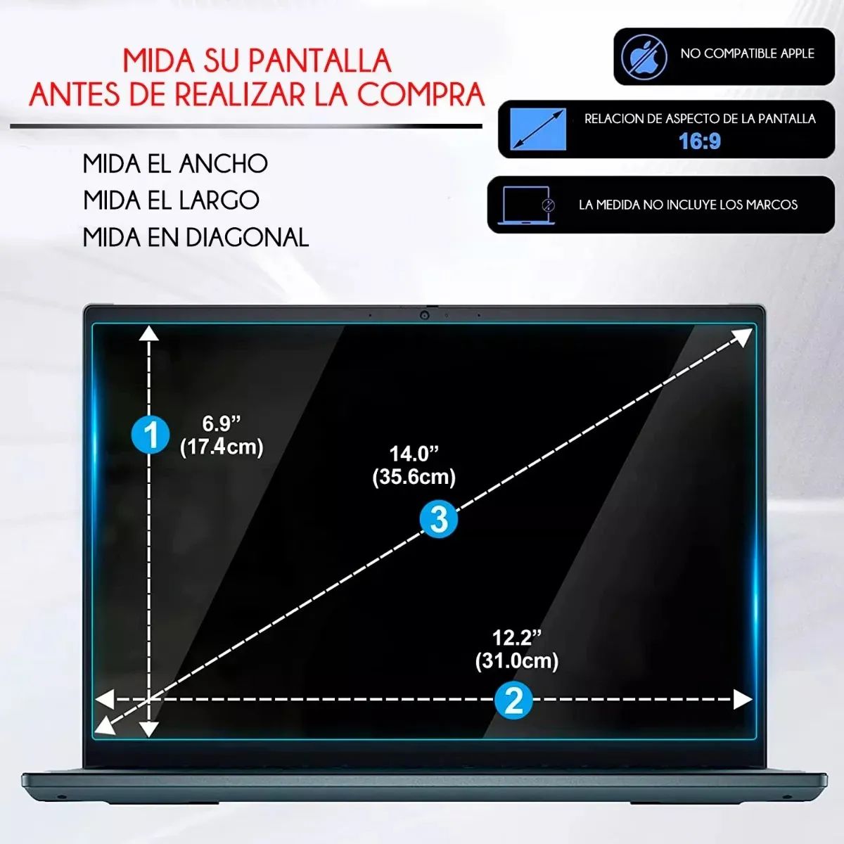GENERICO - Lamina protectora anti luz azul notebook 14 pulgadas