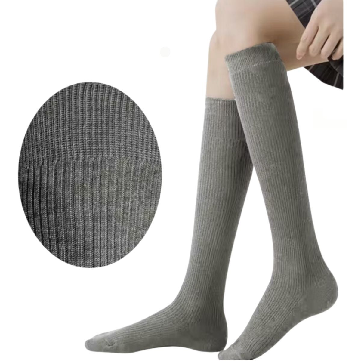 LOOK SHOP - Pack 3 Pares Calceta Escolar. Calceta Larga Colores. Gris