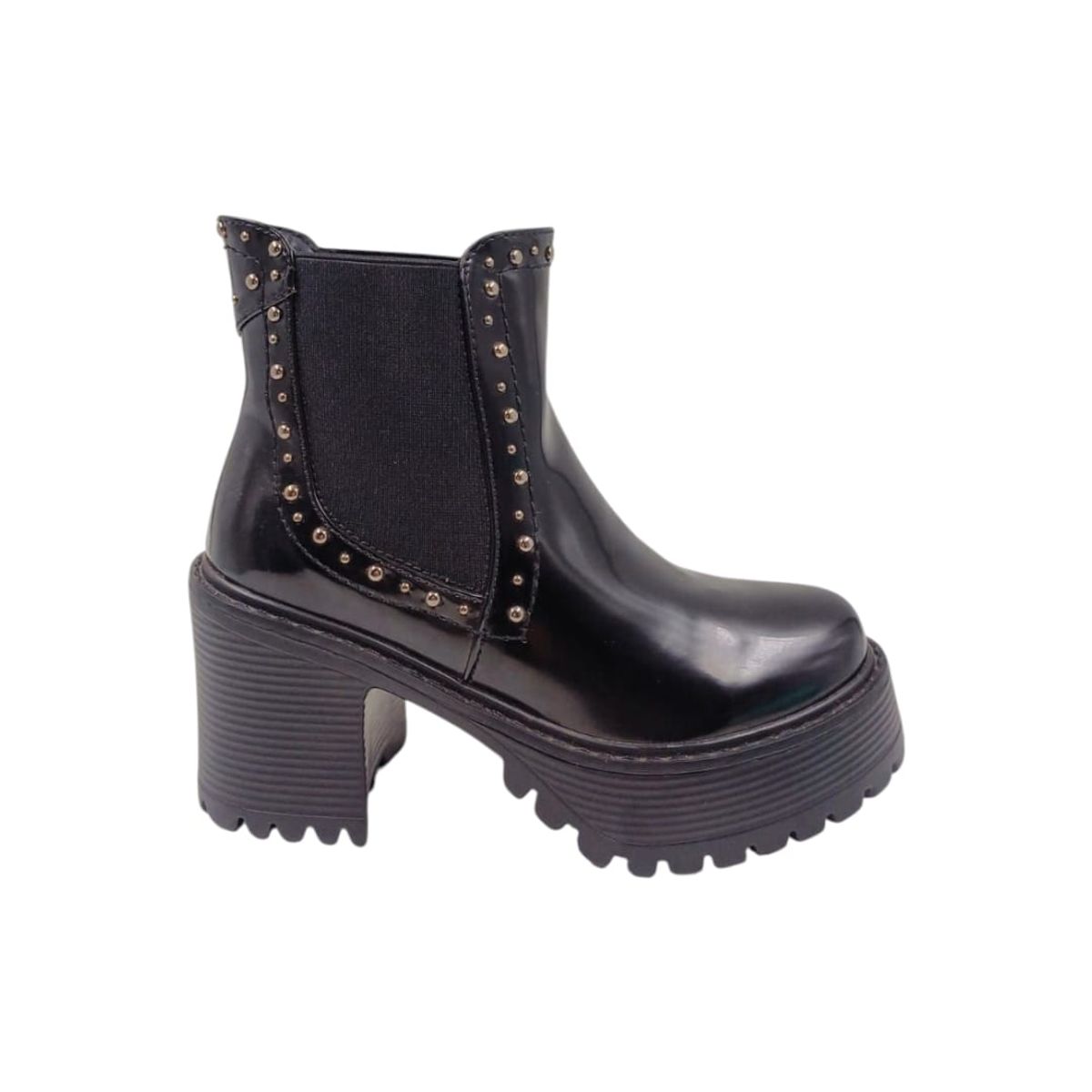 HERIEL - Botín Negro Charol Plataforma Mujer