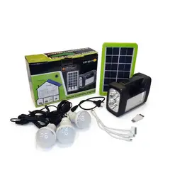 GENERICO - Kit Emergencia Camping Solar 3 Ampolletas Linterna+radio Mp3 Color Negro