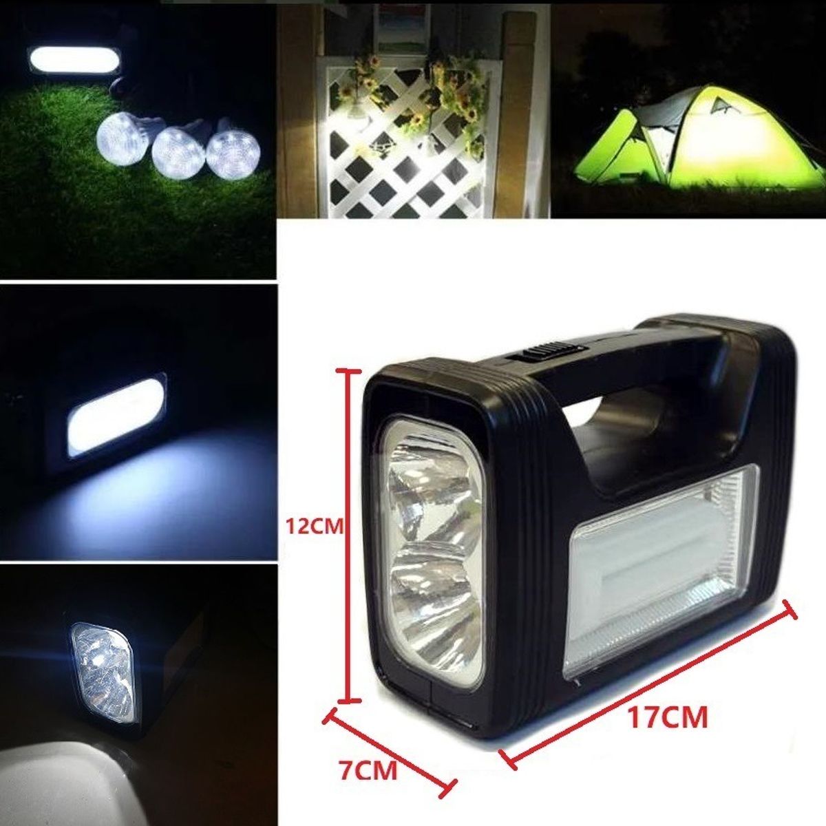 GENERICO - Kit Emergencia Camping Solar 3 Ampolletas Linterna+radio Mp3 Color Negro