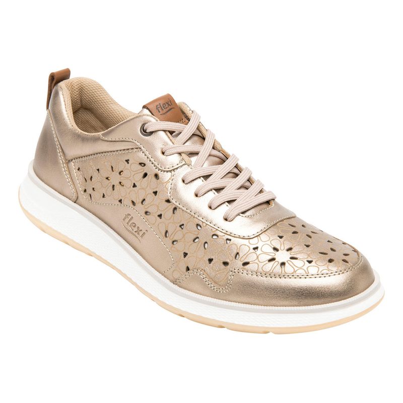 FLEXI - Zapatilla Mujer Cuero Rosaura Dorado Flexi