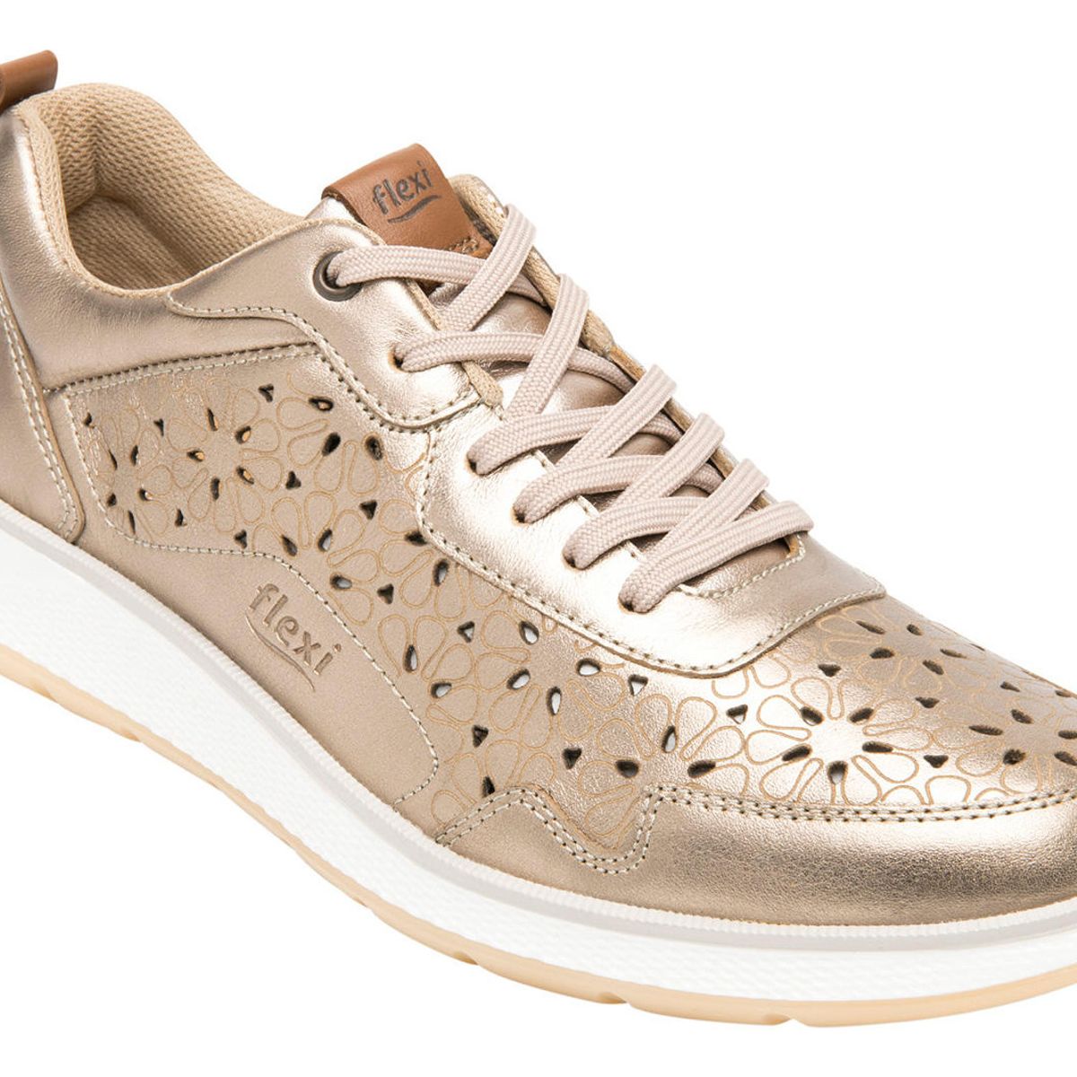 FLEXI - Zapatilla Mujer Cuero Rosaura Dorado Flexi