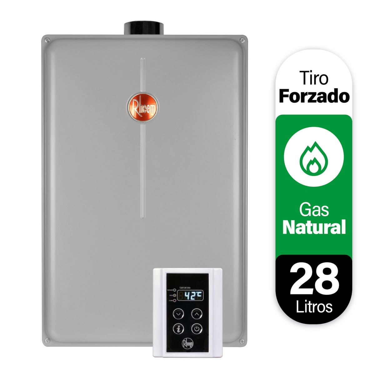 RHEEM - Calefont 28 litros Gas natural Tiro forzado Rheem