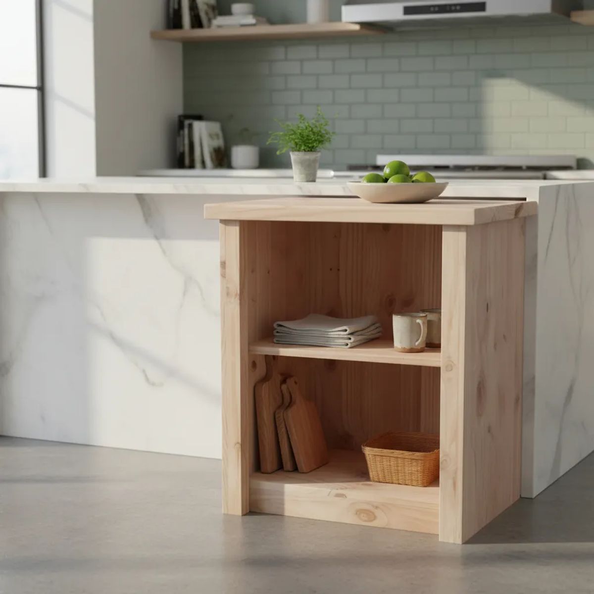 GENERICO - Mesón Rustico Auxiliar Cocina Multifuncional 100% Madera