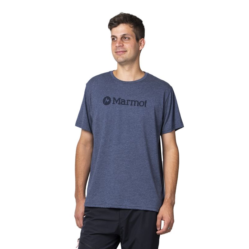 MARMOT - Polera Hombre Marmot Logo Tee Azul