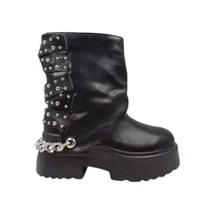 HERIEL - Bota Negra Plataforma Mujer