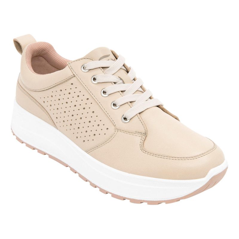 FLEXI - Zapatilla Mujer Cuero Atsiri Beige Flexi