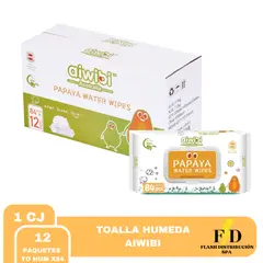 AIWIBI - TOALLAS HUMEDAS PAPAYA 999% AGUA PACK 12X84UN