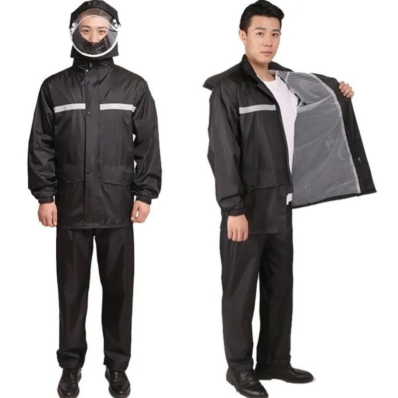 GENERICO - Traje De Agua Negro Impermeable Motociclista Reflectante Talla XL