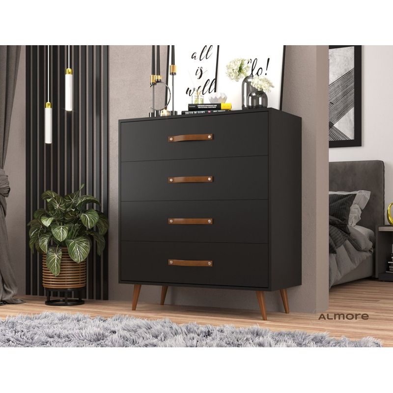 ALMORE - Comoda Brasil 4 Cajones Negro