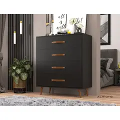 ALMORE - Comoda Brasil 4 Cajones Negro