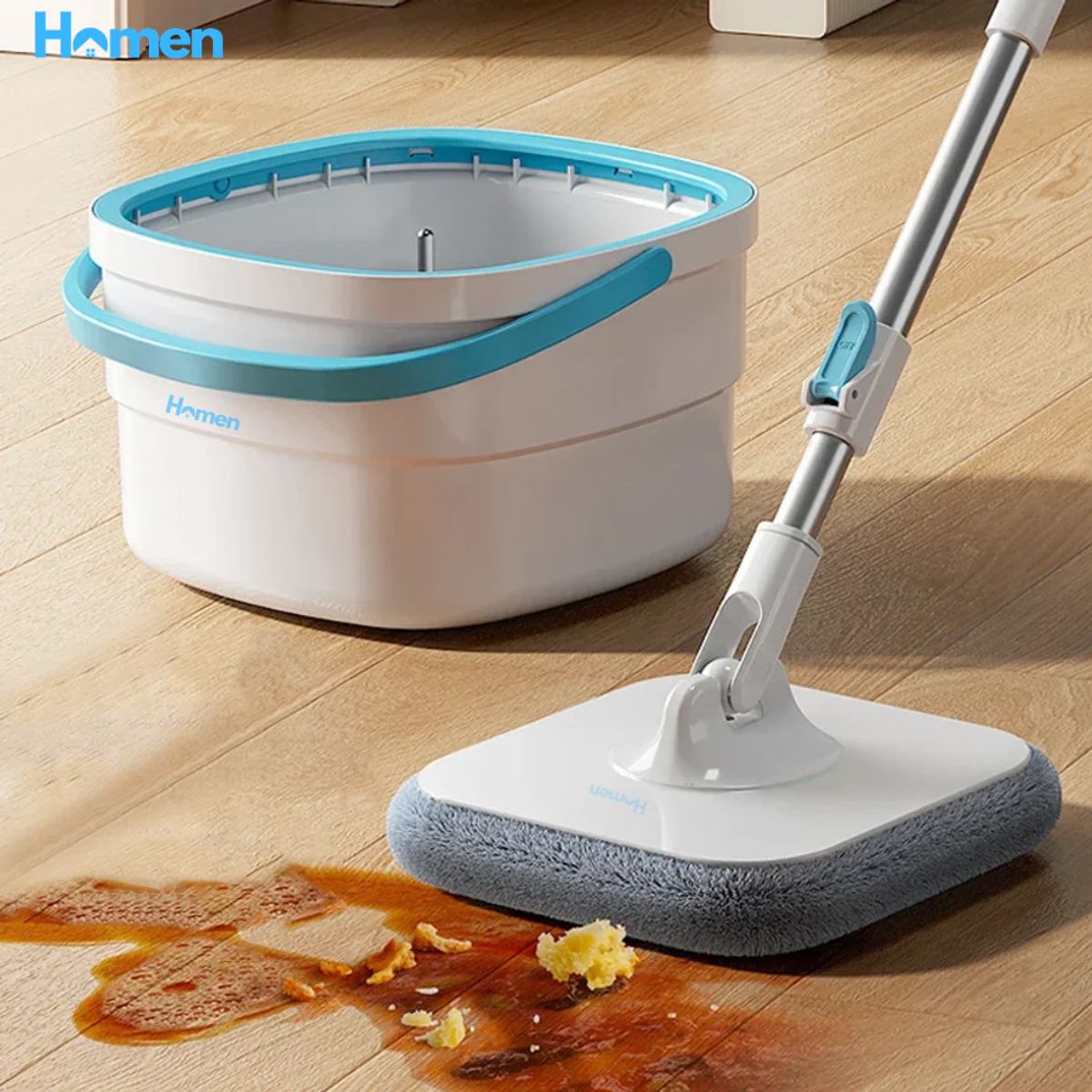 HOMEN - Trapeador Mopa Giratoria 360 Con Balde + Repuestos