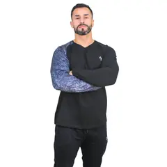 KONKO ACTIVE - Polera Manga Larga Algodón Carbon Negra Hombre Konko