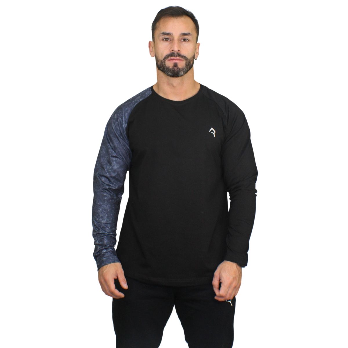 KONKO ACTIVE - Polera Manga Larga Algodón Carbon Negra Hombre Konko