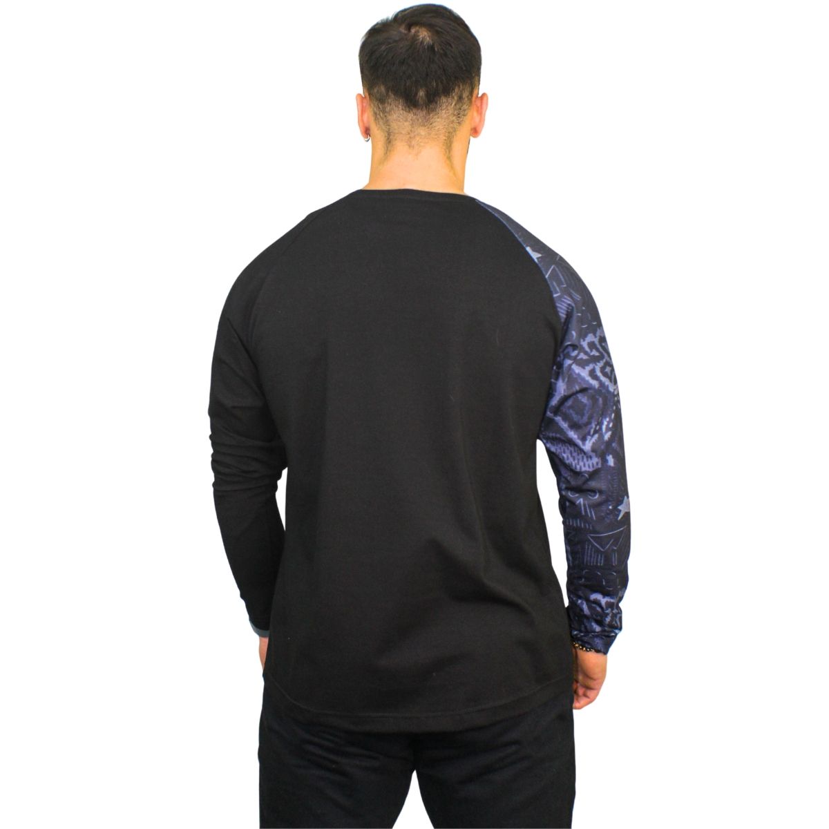 KONKO ACTIVE - Polera Manga Larga Algodón Black Tribal Negra Hombre Konko