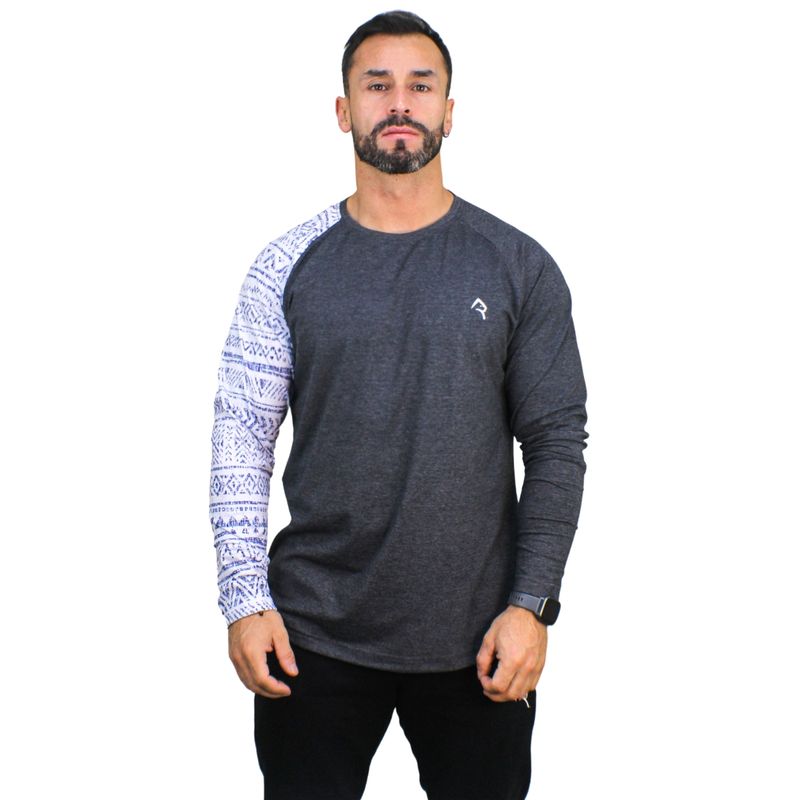 KONKO ACTIVE - Polera Manga Larga Algodón Grafito Volcano Hombre Konko