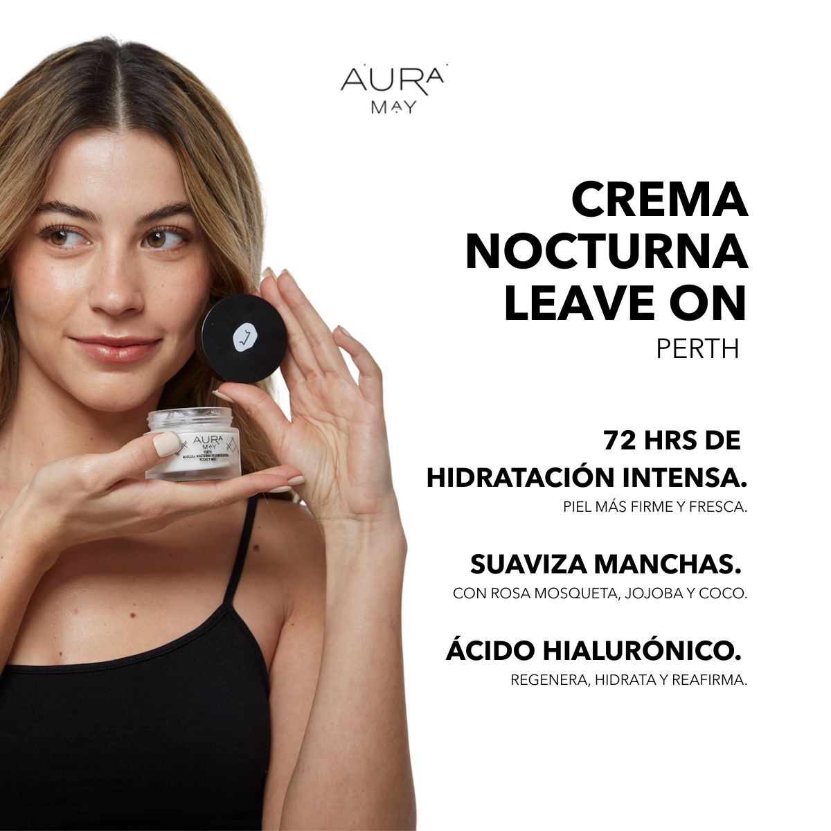 AURA MAY - Crema Facial Hidratante Noche con Acido Hialuronico SkinCare