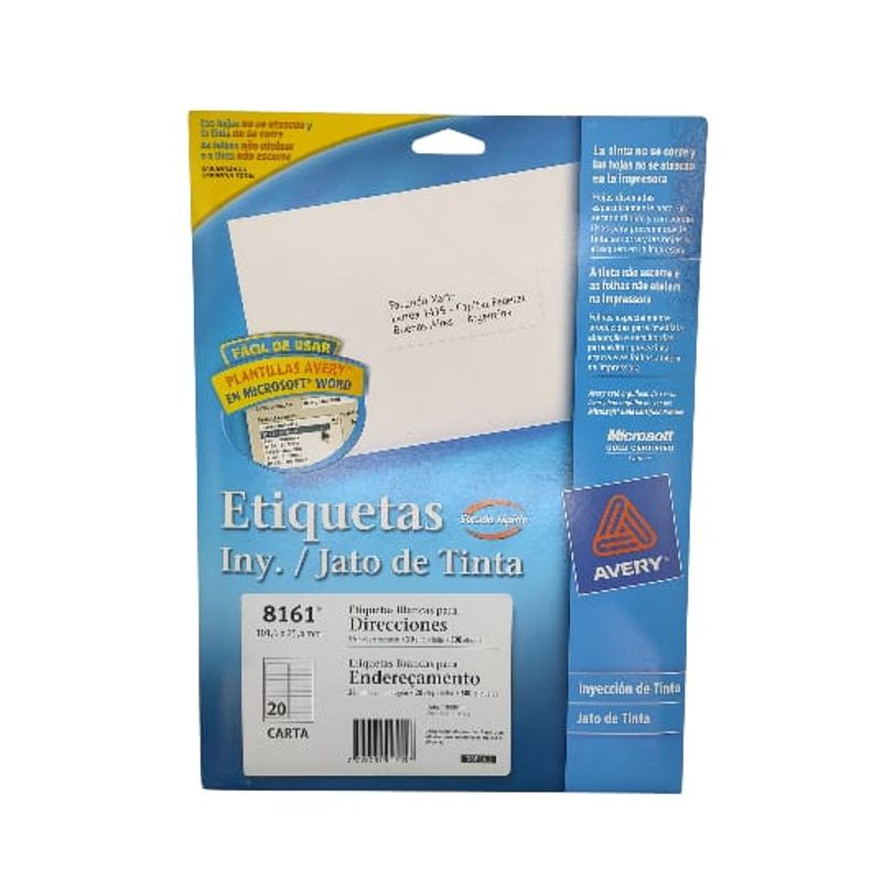 GENERICO - Etiquetas 101,6 x 25,4mm 500u, compatible con Avery8161 25h