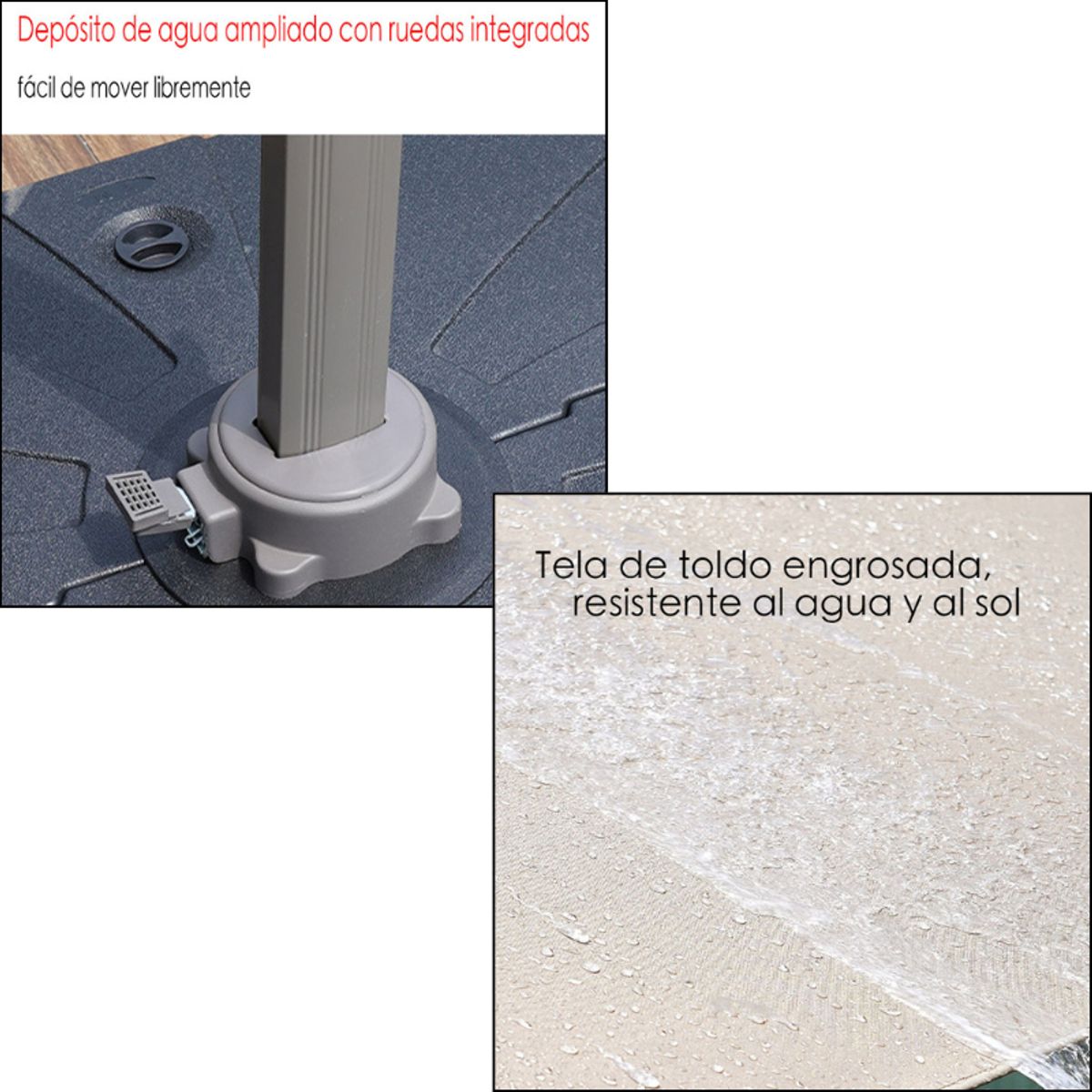 GENERICO - Quitasol Parasol Lateral 3x3 Con Base Sombrilla Terraza