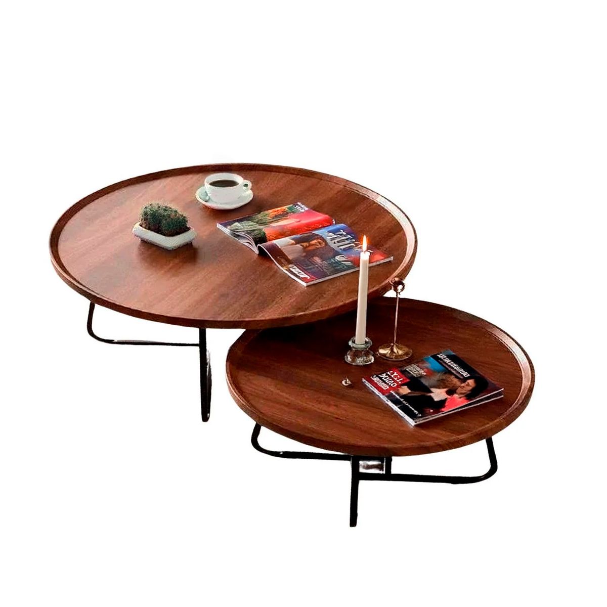 DETODOYMAS - Juego Mesa De Centro Living 80+60cm color madera Chic Home