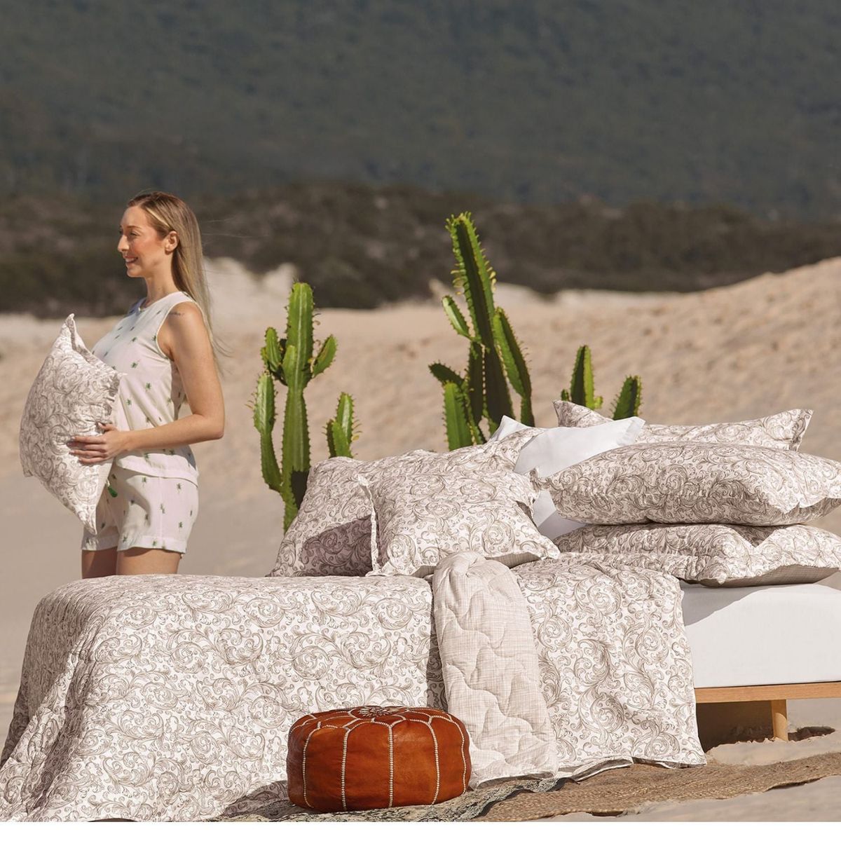 TEKA - Juego de Sábanas 4 Piezas ARABESQUE 2 1⁄2 plazas - 180 hilos en 100% Algodón