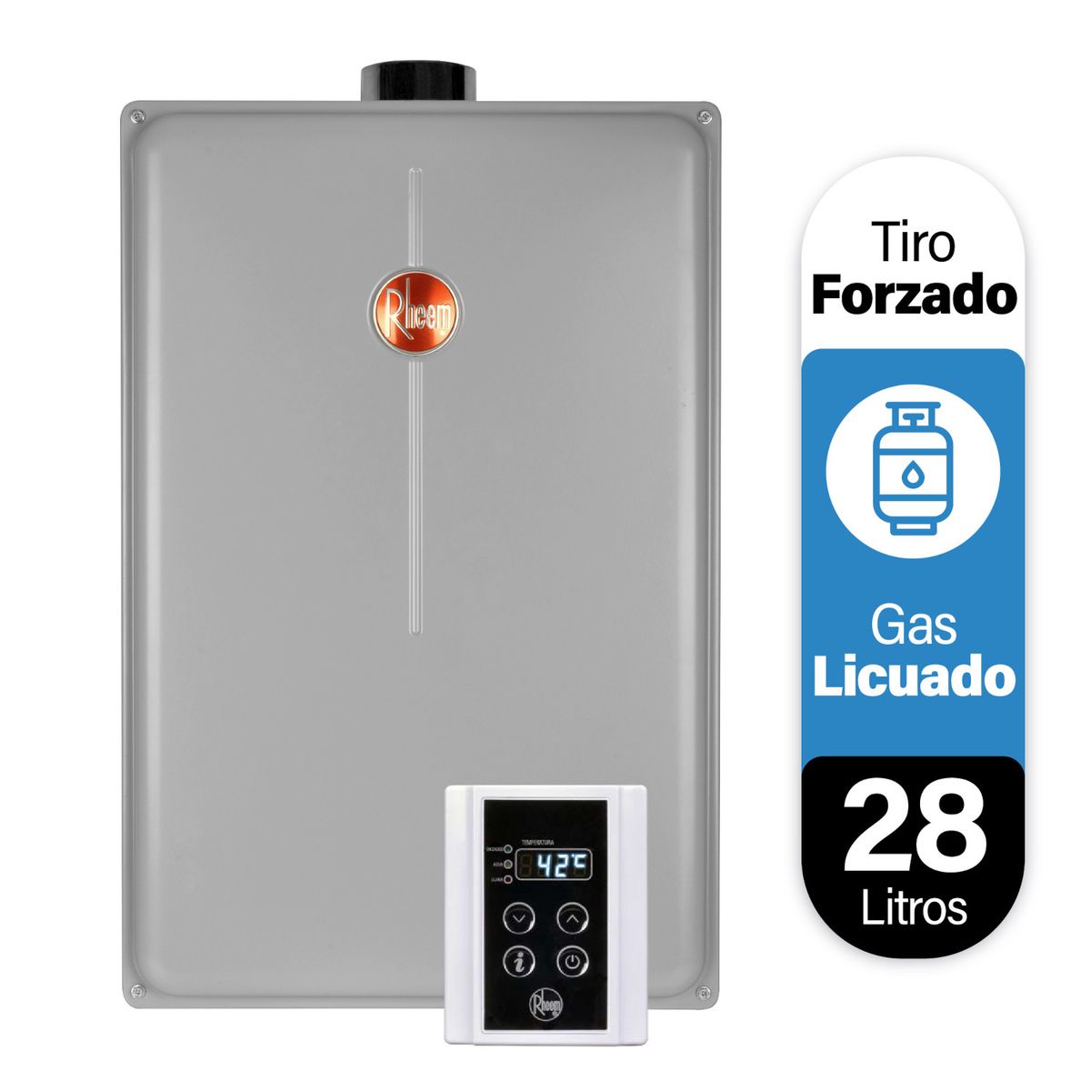 RHEEM - Calefont 28 litros Gas Licuado Tiro Forzado Rheem