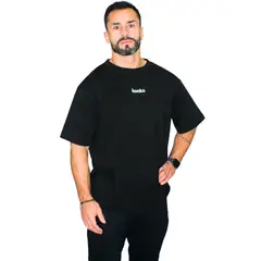KONKO ACTIVE - Polera Oversize Manga Corta Algodón Flex Cotton Negra Hard Konko