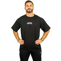 Polera Oversize Manga Corta Algodón Flex Cotton Negra Skull Konko Hombre