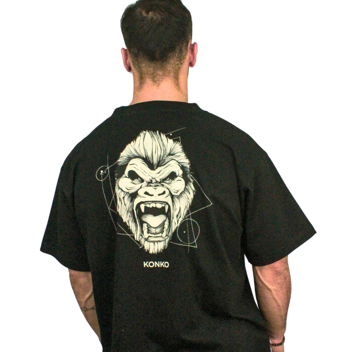 KONKO ACTIVE - Polera Oversize Manga Corta Flex Cotton Negra Black Gorila Konko