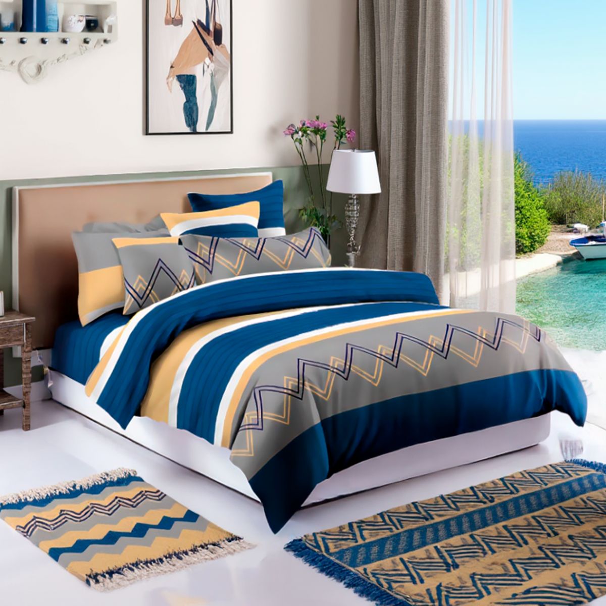 ARMONIA - Set de Sábanas 800 Hilos Algodón 2 Plazas Diseño Deluxe