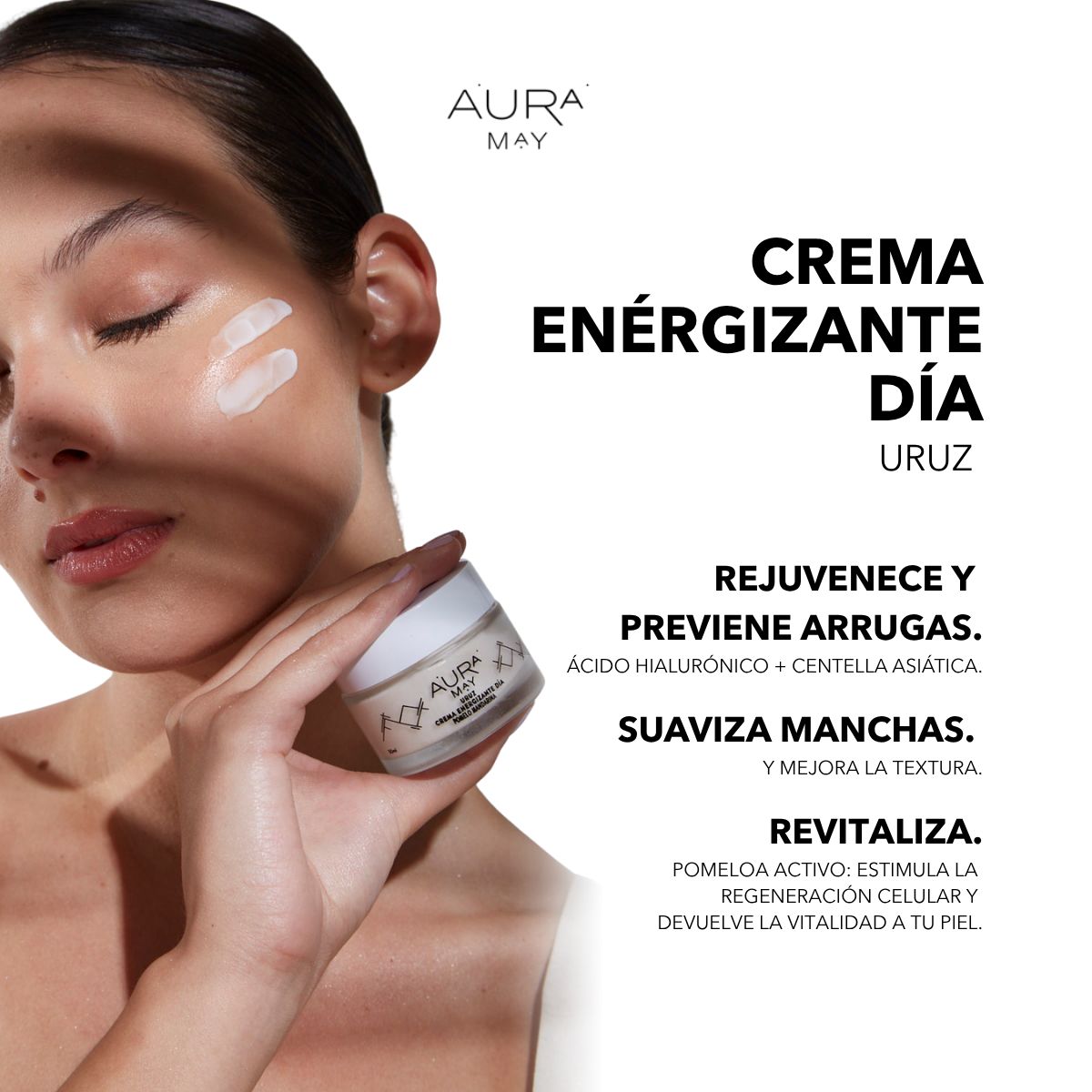 AURA MAY - Crema Facial Hidratante Dia con Acido Hialuronico SkinCare