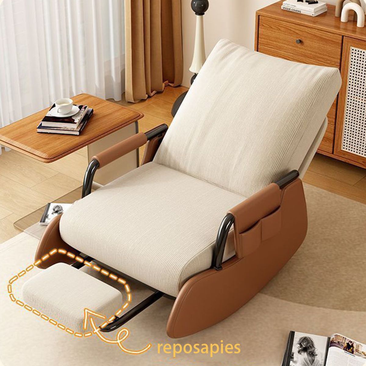 GENERICO - Sillón Mecedora Ajustable 3 Niveles Retráctil Con Reposapiés