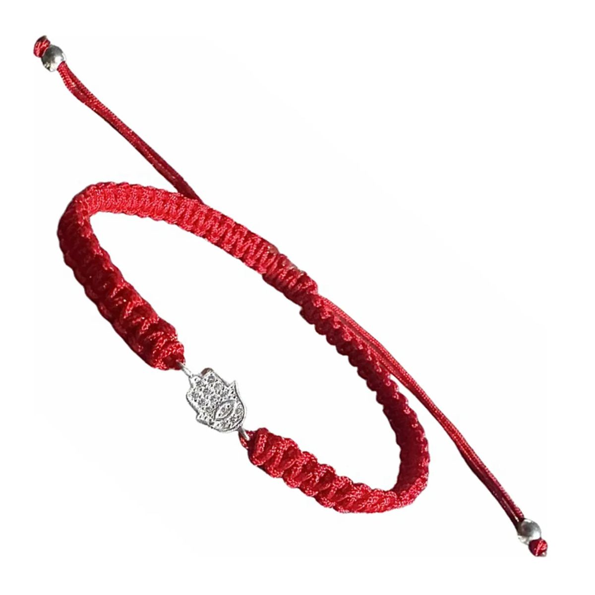 GENERICO - Pulsera Hilo Rojo Mano De Fatima Plata Fina Con Circones