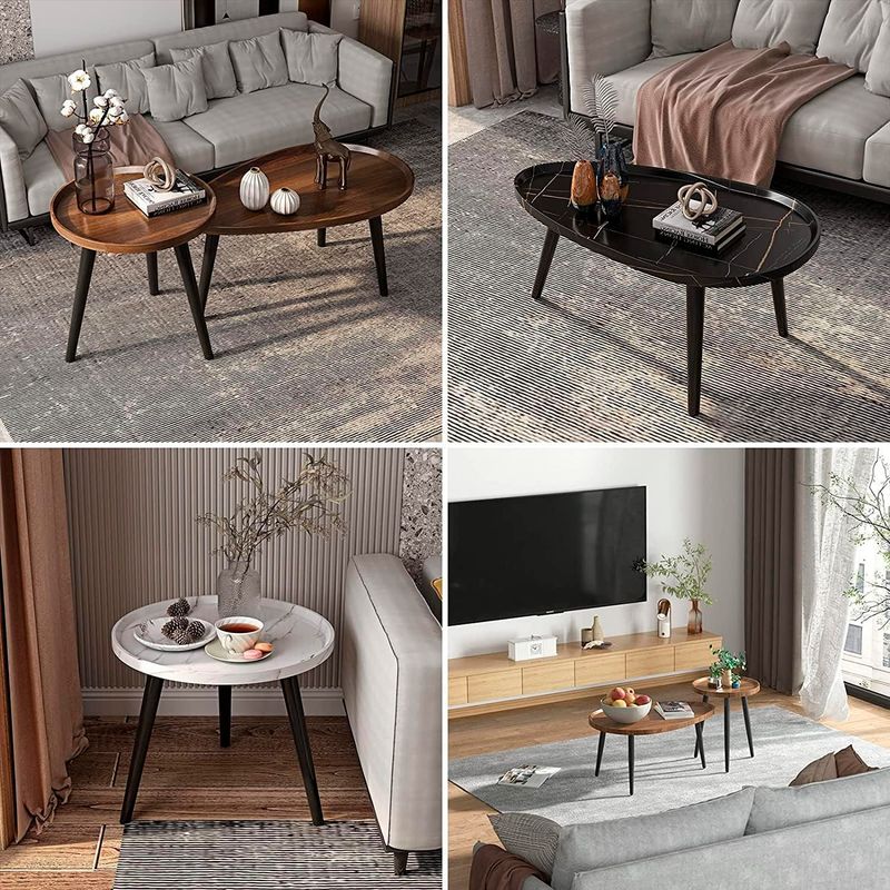 DETODOYMAS - Juego de mesa de centro ovalada 80+50cm Chic Home - Blanco