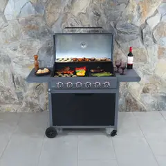 BBQ GRILL - Parrilla Gas Dark Hawk 6Q + Plancha