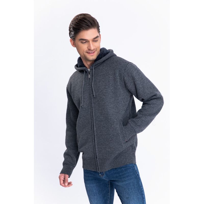 MPROPIA - Chaqueta Sweater Algodon Con Gorro Forro Piel Bolsillos Cierre 7167.