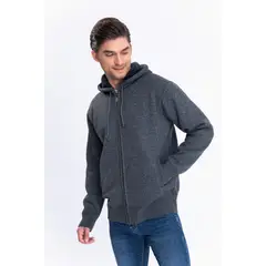 MPROPIA - Chaqueta Sweater Algodon Con Gorro Forro Piel Bolsillos Cierre 7167.
