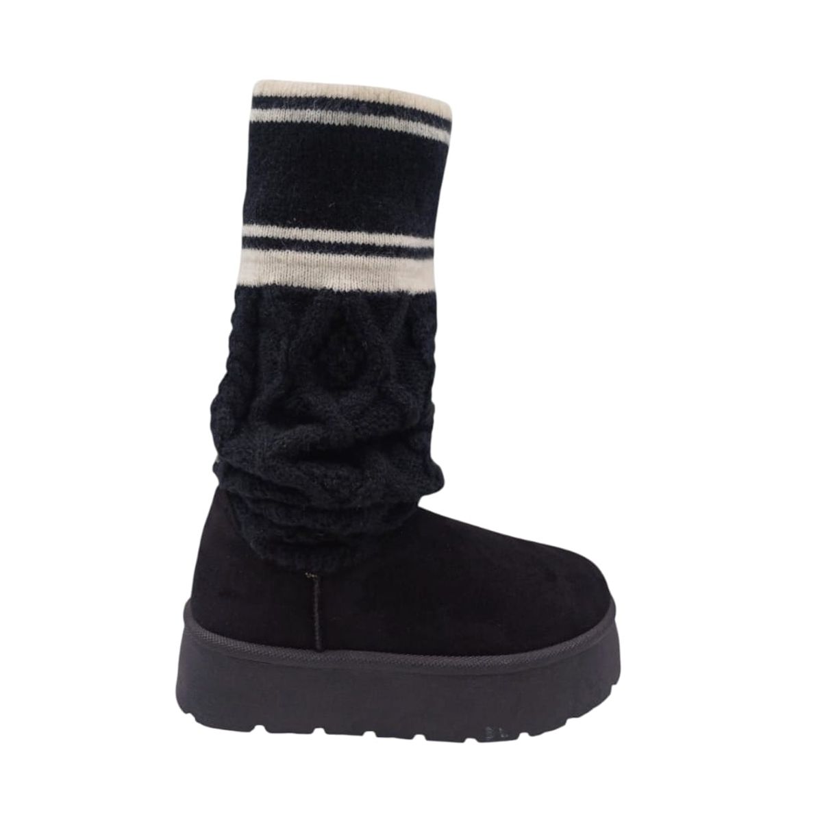 HERIEL - Bota Negra Pantubota Estilo Polainas Mujer