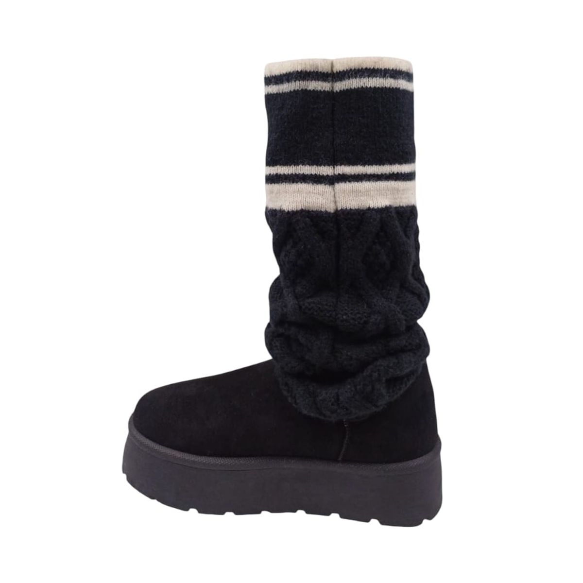 HERIEL - Bota Negra Pantubota Estilo Polainas Mujer