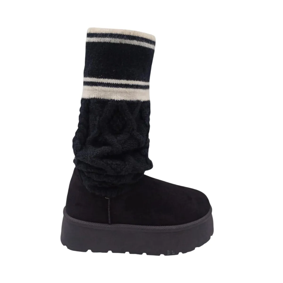 HERIEL - Bota Negra Pantubota Estilo Polainas Mujer
