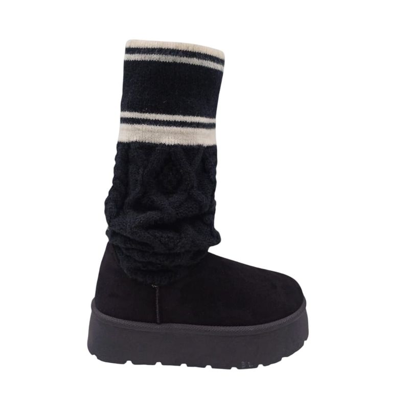 HERIEL - Bota Negra Pantubota Estilo Polainas Mujer