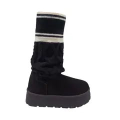 HERIEL - Bota Negra Pantubota Estilo Polainas Mujer