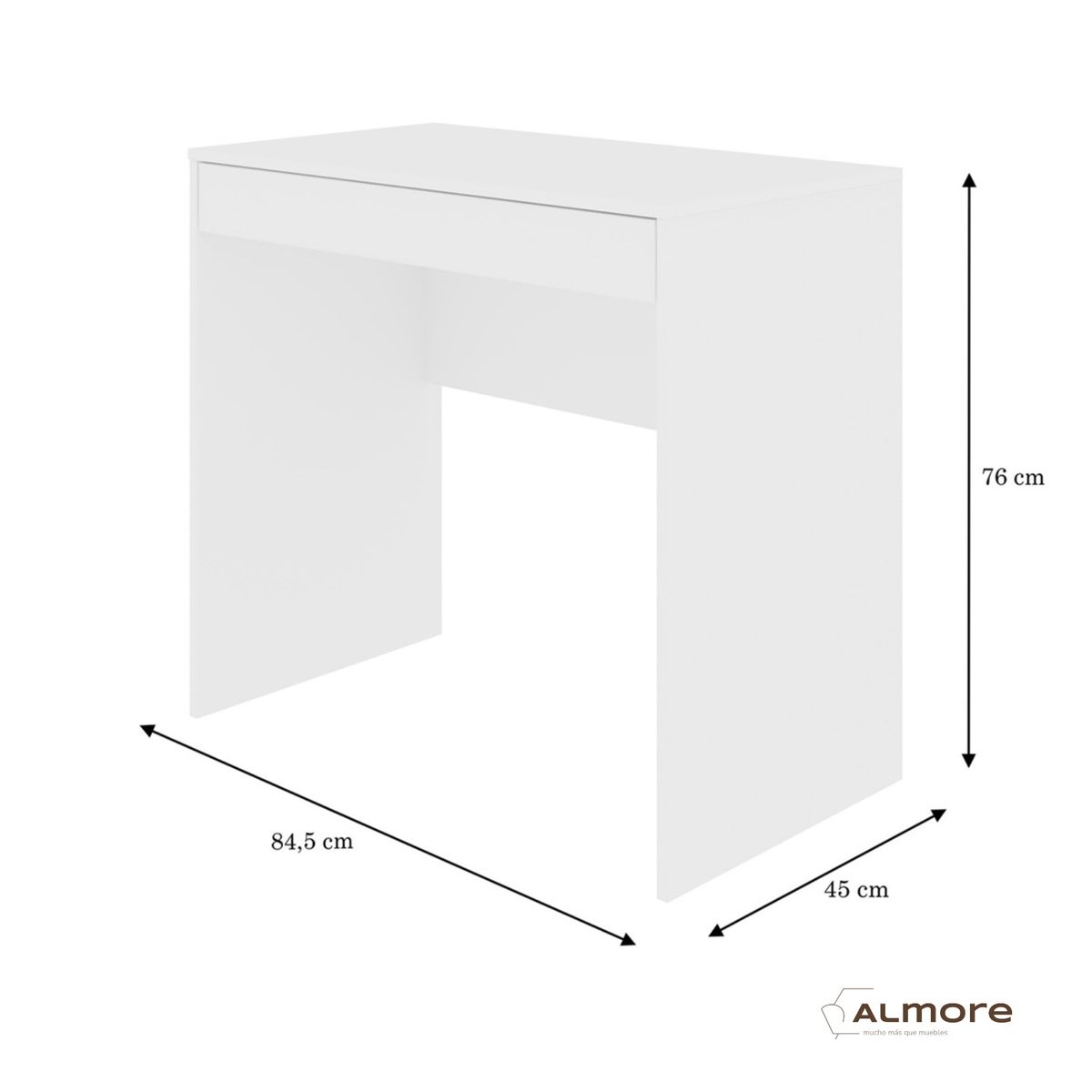ALMORE - Escritorio Italia de Madera de MDP 1 Cajon Blanco