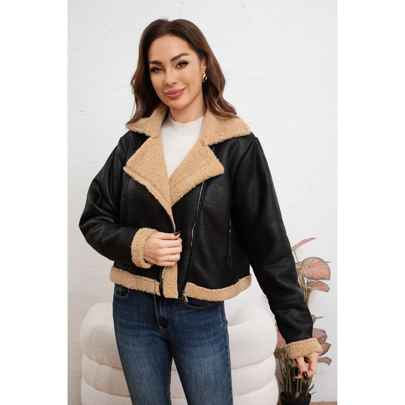 MPROPIA - Chaqueta Tipo Piloto Mujer Cruzada Forro Interior Chiporro Moda 7585
