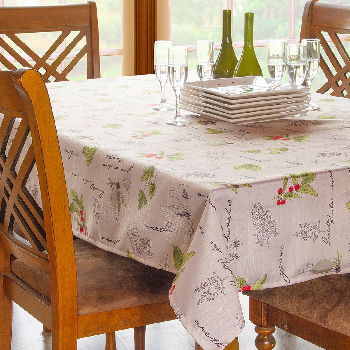 MASEL - Mantel de tela  Linette 150x150  Cherry IVORY