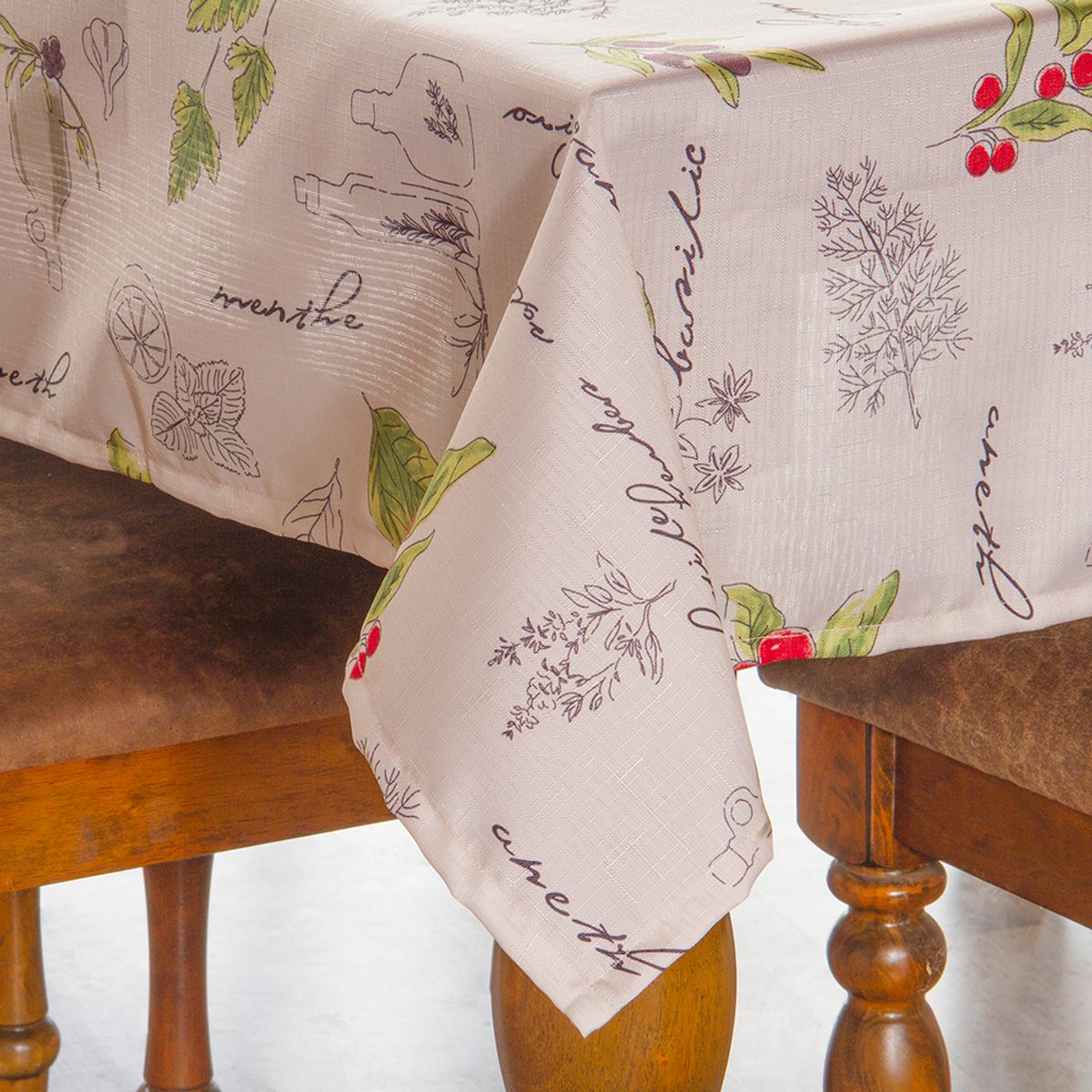 MASEL - Mantel de tela  Linette 150x150  Cherry IVORY