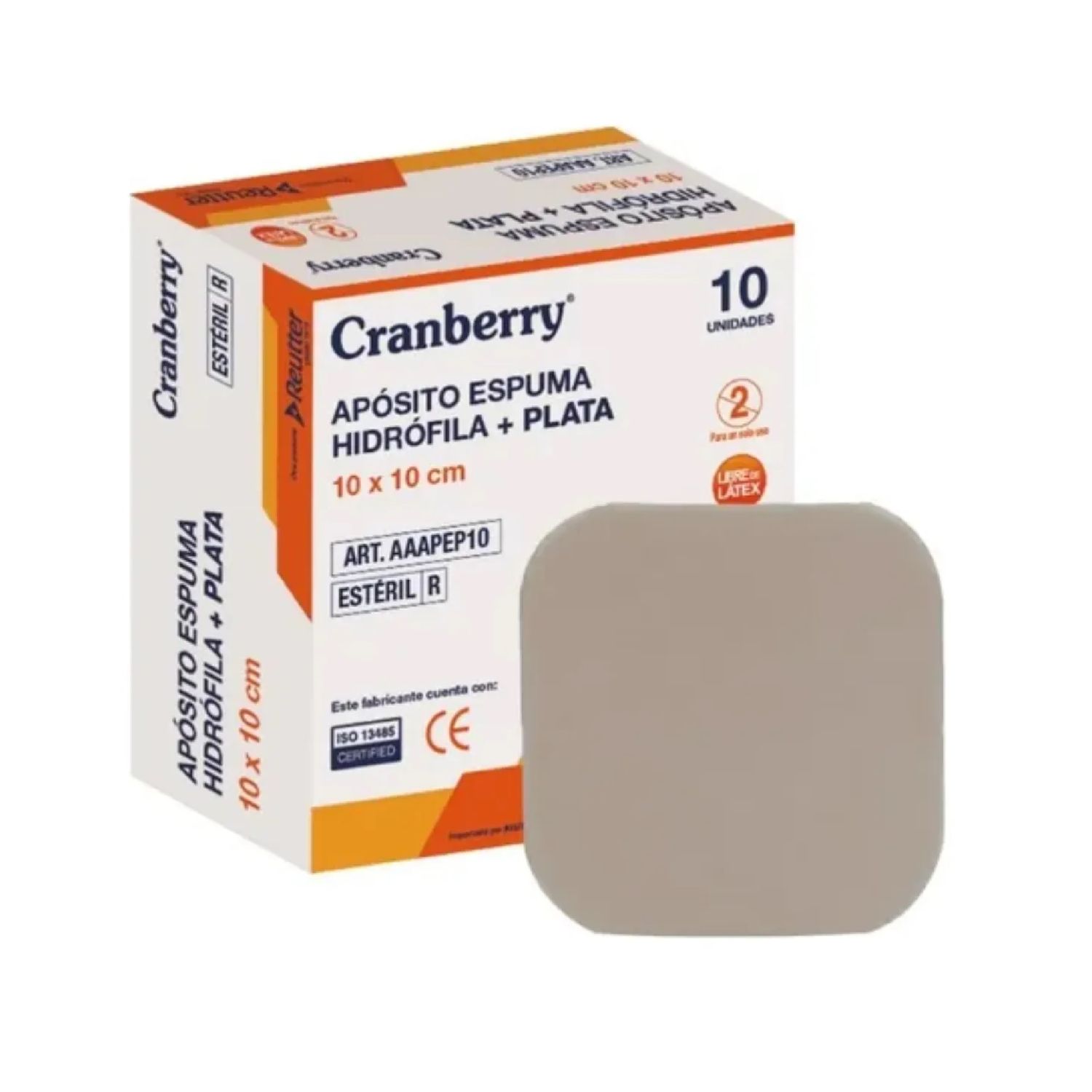 CRANBERRY Apósito Espuma Hidrófila + Plata 10x10 Cm Cranberry