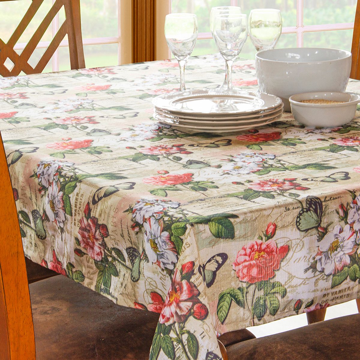 MASEL - Mantel de tela Linette 150x150 Paris Olive