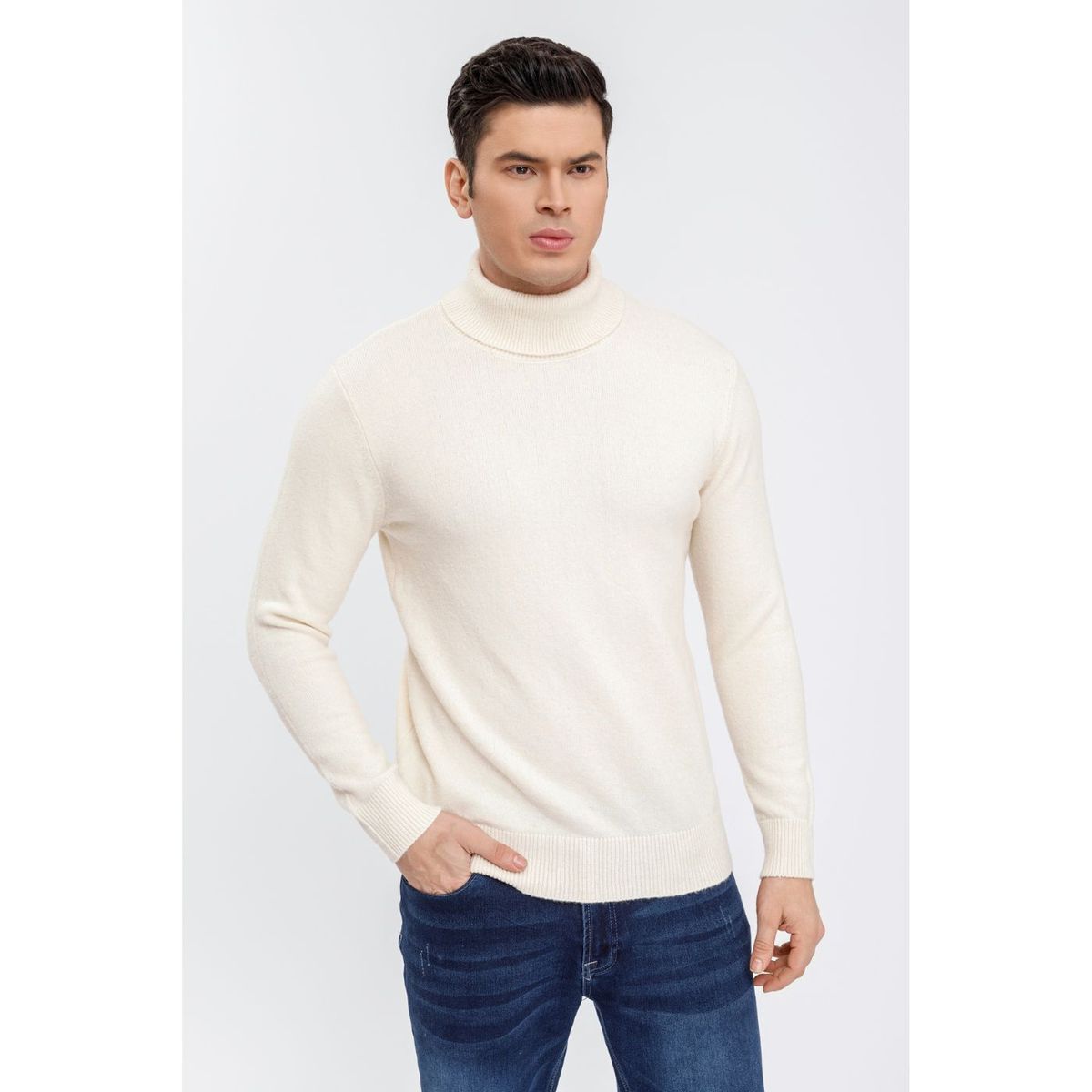 LIKE SHOP - Sweater Hombre Tejido Algodon Cuello Alto Colores 7211